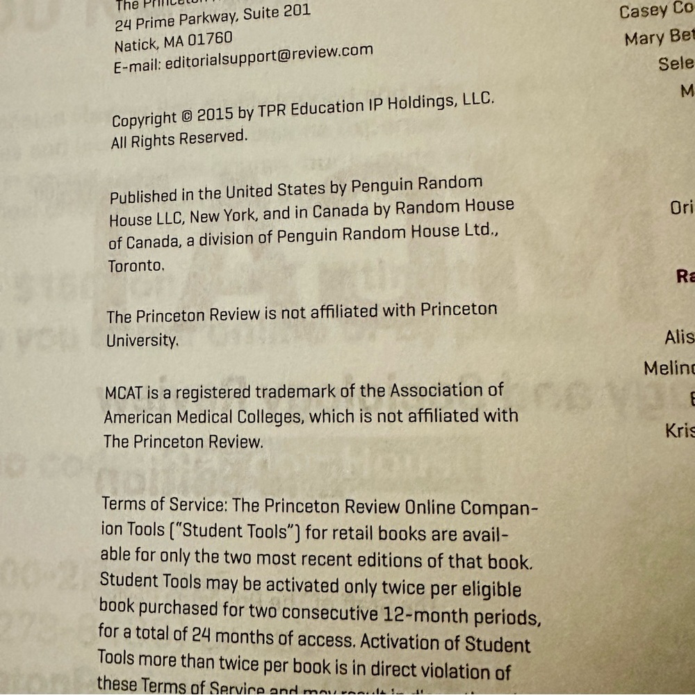 The Princeton Review MCAT Psychology & Sociology Review 2nd Edition Book 3Tests - Picture 8 of 11
